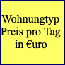 WohnungtypPreis pro Tagin €uro
